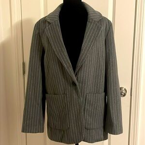 NWT Universal Thread Lined Relaxed Fit Blazer Gray White Stripes Size Medium NWT